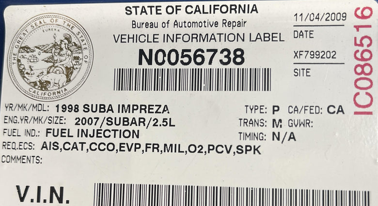 Subaru Engine Swaps and the California BAR/State Referee Process